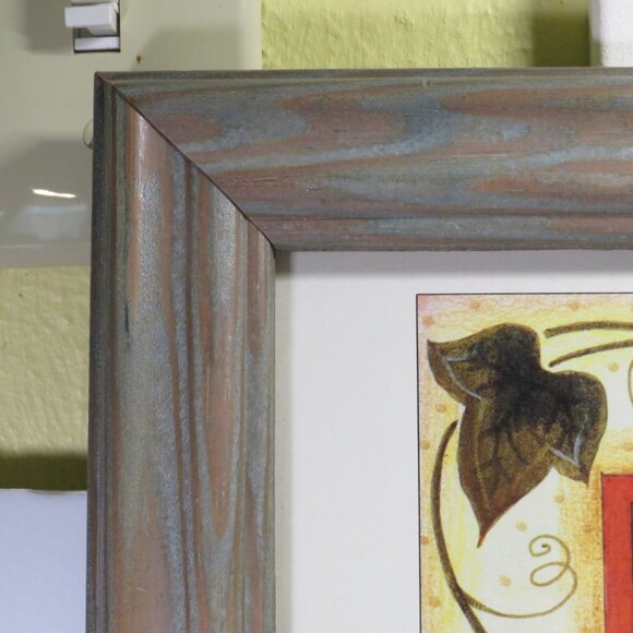 Mary Engelbreit "Just Living" Warm Gray Wood Frame w Glass Garden Theme - Picture 2 of 11
